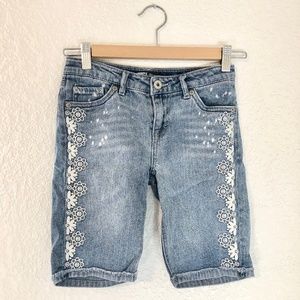 Girls Levi's Denim Embroidered Bermuda Shorts